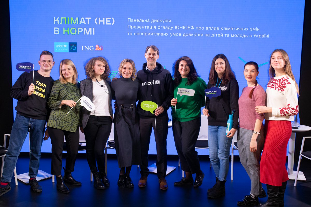 UNICEF_UA's tweet photo. Young people are advocates for #ClimateAction UNICEF & partners support #youth in developing innovative #climatechange solutions for #water & #air pollution, promoting #SDGs, conducting #WorldLargestLesson on #climate & #UNICEF75
- discussed today at climate forum in #Ukraine https://t.co/fRCkRKKcWz