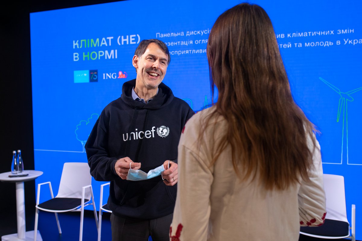 UNICEF_UA's tweet photo. Young people are advocates for #ClimateAction UNICEF & partners support #youth in developing innovative #climatechange solutions for #water & #air pollution, promoting #SDGs, conducting #WorldLargestLesson on #climate & #UNICEF75
- discussed today at climate forum in #Ukraine https://t.co/fRCkRKKcWz