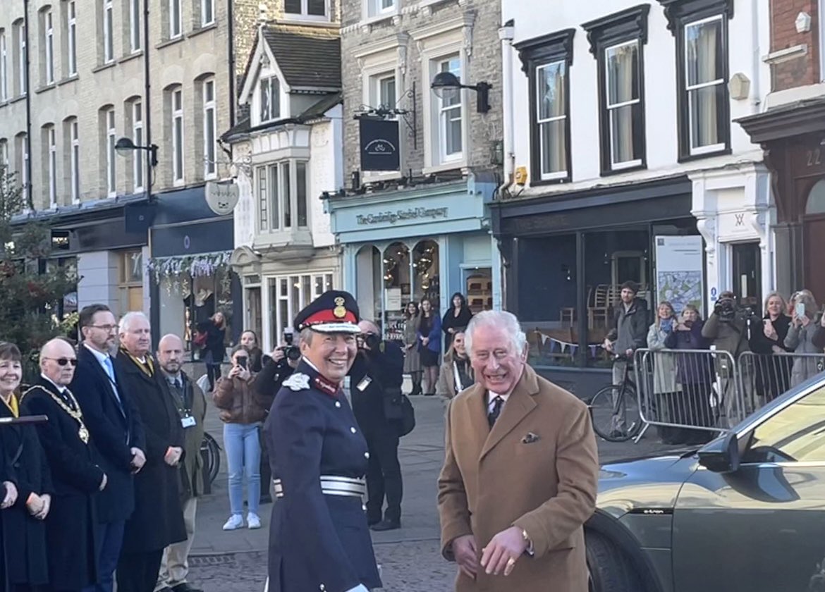 tylershores's tweet photo. Happening now: couple of photos of Prince Charles right outside our @Cambridge_Uni offices 

@RoyalFamily #cambridge #PrinceCharles https://t.co/FbCVrwAmwZ