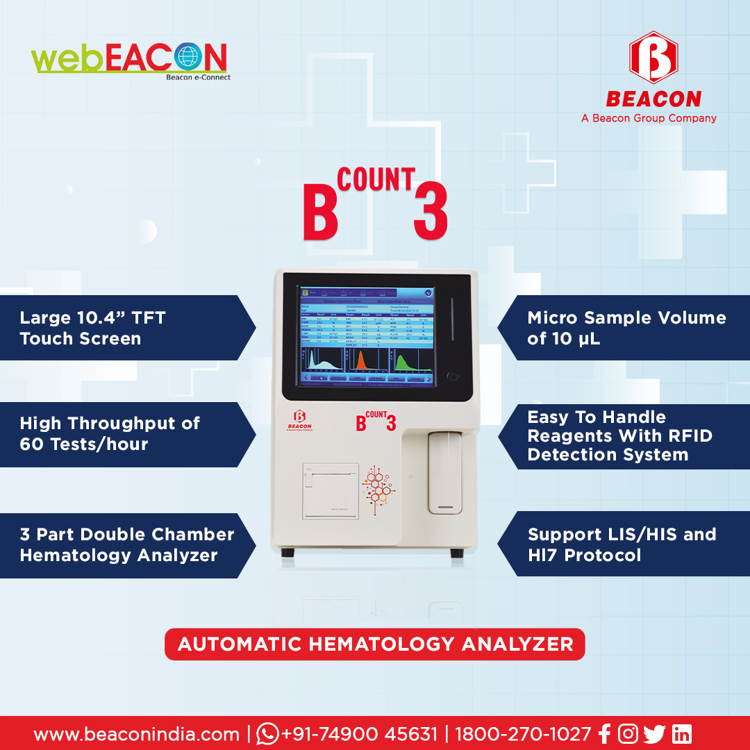 BeaconGroupIND's tweet photo. 👀Looking for an Easy to Handle Hematology Analyzer❓
.
Why keep on Hustling when ⚡ B-Count 3 ⚡is here
#bcount3 #MostAwardedProduct #MostAwarded #awardwinner #medicalequipment #diagnostics #medicaltools #BeaconDiagnostics #BeaconGroupIndia https://t.co/aMDX387GeZ