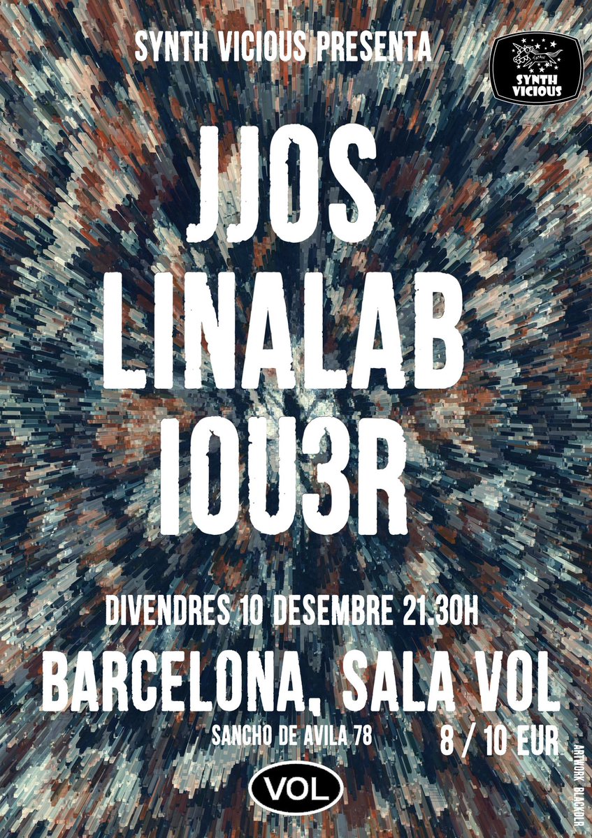 AloudMusic's tweet photo. Y ya sabéis que el 10 de diciembre, en la @salavol , los amigos de Synth Vicious celebran muchas cosas con un concierto triple que incluye a @linalab , @Iou3R y JJOS! 

Entradas
https://t.co/lMe1KhmpEg https://t.co/obEUjEKuG0