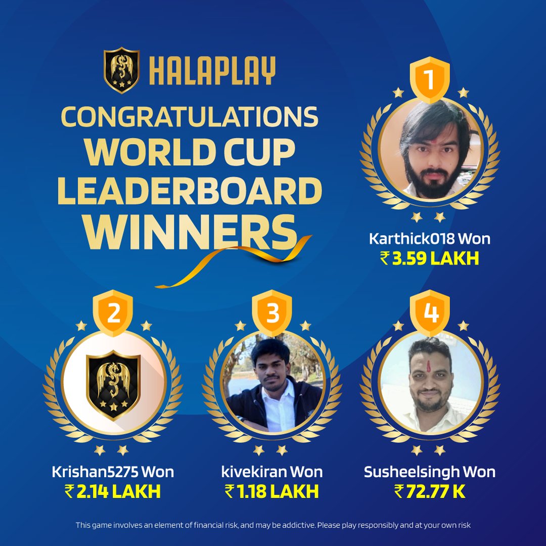 Big Cheers to the Leaderboard Winners..😱🤩
Join the game and Win great prizes 📲💥
▶️bit.ly/welcomeHP 

Download Halaplay and YOU can be next !!🥳
#Halaplay #Fantasygaming #Playtowin