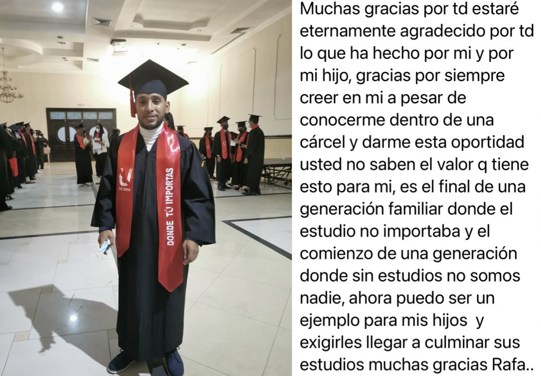 rafazevallos's tweet photo. Te conocí en una cárcel, con padres ausentes, sin estudios, con un hijo en cama y sumergido en lo mas profundo del mundo de las pandillas

Hoy te respeto y te aplaudo tu gran coraje para atreverte a cambiar y aceptar la oportunidad q @JesusLuzDeOport tenía para ti #SePuede 💪🏻❤️🙏🏻 https://t.co/R2OfxAgIS5