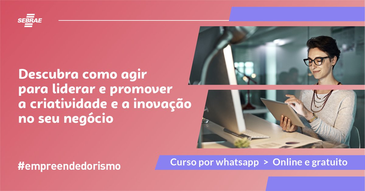 sebrae's tweet image. Neste curso você vai aprender como se tornar um líder que oferece um ambiente estimulante para o surgimento de ideias criativas e inovadoras, impulsionando, assim, os seus resultados.😉Acesse👉 bit.ly/cursocriativid… e inscreva-se. #CursoSebrae #Capacitação #Inovação