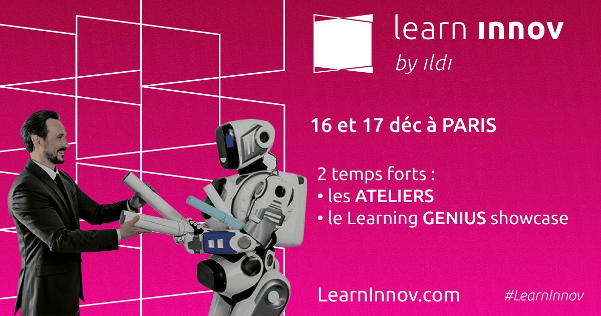 🚀 LearnInnov 2021, c'est parti !
📆 RDV les 16 et 17 décembre prochain à Paris
📍2 temps forts :
- Les ateliers pour découvrir et pratiquer l’innovation en formation
- Les learning GENIUS showcase

Réservez vite votre place ! 
👉  learninnov.com