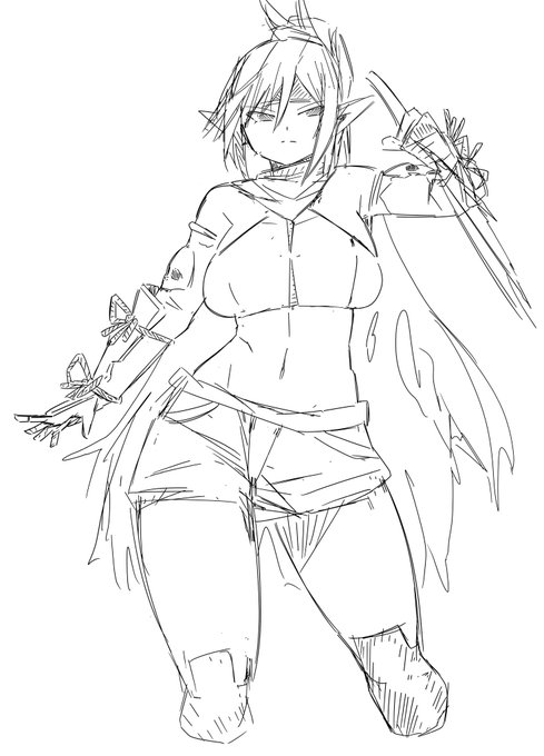 ネトゲのオリキャラをリクエスト頂いて大体のスタイルで描いたけど俺はおっぱいをもう少し大きく描きたい。あわよくば倍 