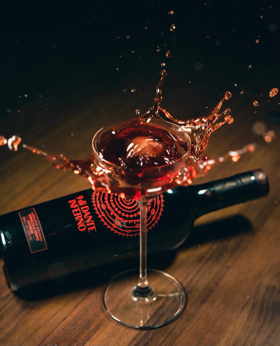 There is absolutely no reason for dropping an ice into a Nick &amp; Nora Manhattan from high up ...

... but we could not get this beautiful splash if we didn't, so maybe there is a reason after all.

Just glad we are not doing the cleaning up!