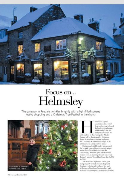 Christmas in Helmsley 3rd December 6 pm Helmsley Market Square lights switch on with the famous Helmsley Town Crier Visit Helmsley North York Moors National Park visit Ryedale