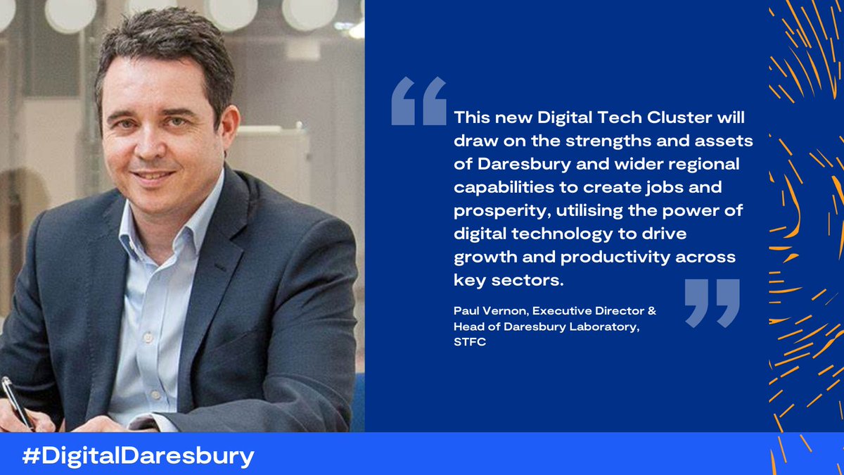 STFC_B2B's tweet photo. Paul Vernon, Executive Director &amp; Head of Daresbury Laboratory, STFC wraps up the launch!

#DigitalDaresbury https://t.co/hM91BPldzK