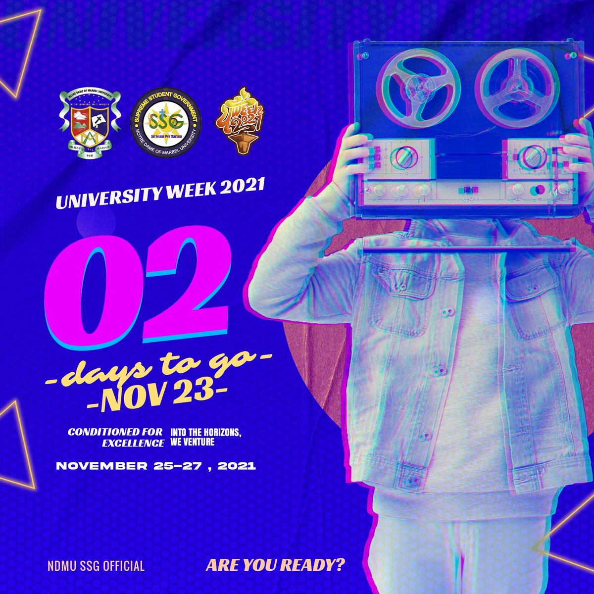 NDMUSSGOfficial's tweet photo. 2 days to go!
Be ready Maristas University Week 2021 is Coming!
#UWEEK2021
#ConditionedForExcellence
#IntoTheHorizonsWeVenture https://t.co/5KU8OSL4aH