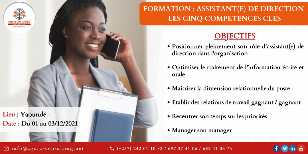 AgoraConsult1's tweet photo. #JJ-07💡
Vous pouvez encore vous inscrire à cet atelier de formation mettant en exergue le rôle et l'importance de l'assistant (e) de direction dans une organisation.
Pour plus d'infos:
📧info@agora-consuting.net;
📱+237 654 18 05 28/697 37 41 06
#AgoraLearning
#InventerDemain https://t.co/SZ6WTmJqVj
