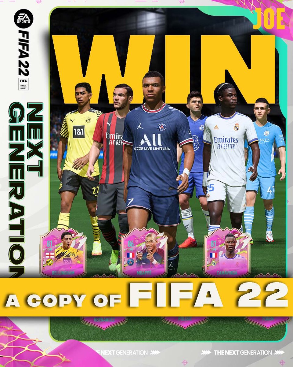 JOEdotie's tweet photo. Thanks to @EASPORTSFIFA, we have copies of #FIFA22 to giveaway this week for PS5 and Xbox to celebrate The Next Generation 🙌
 
To be in with a chance to win, simply follow JOE, RT this tweet &amp; reply with your preferred platform: PS5 or Xbox
 
#PoweredbyFootball #Hypermotion https://t.co/Mt6PDaPZoP
