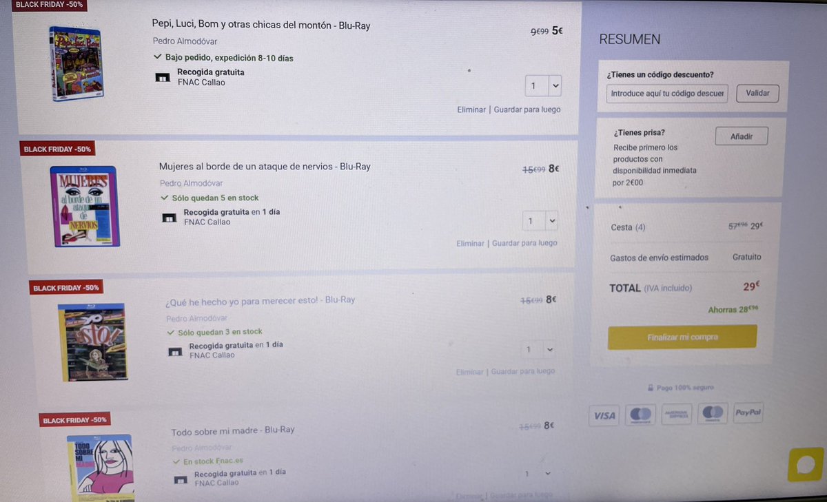 3 días de diferencia… gracias <a href="/Fnac_ESP/">Fnac España</a> <a href="/Fnac_MusicaCine/">Fnac Música / Cine</a> por ir subiendo precios levemente 😒😒😒😒
