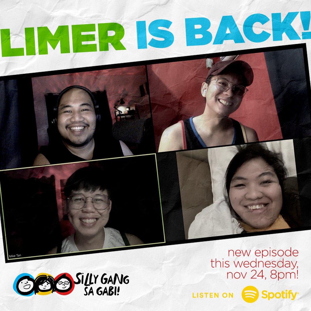 SillyGangSaGabi's tweet photo. Welcome back to #SillyGangSaGabi @limerveloso! Abangan ang bagomg #podcast episode bukas, 8pm on all major podcast platforms! https://t.co/aL44eOQCA5