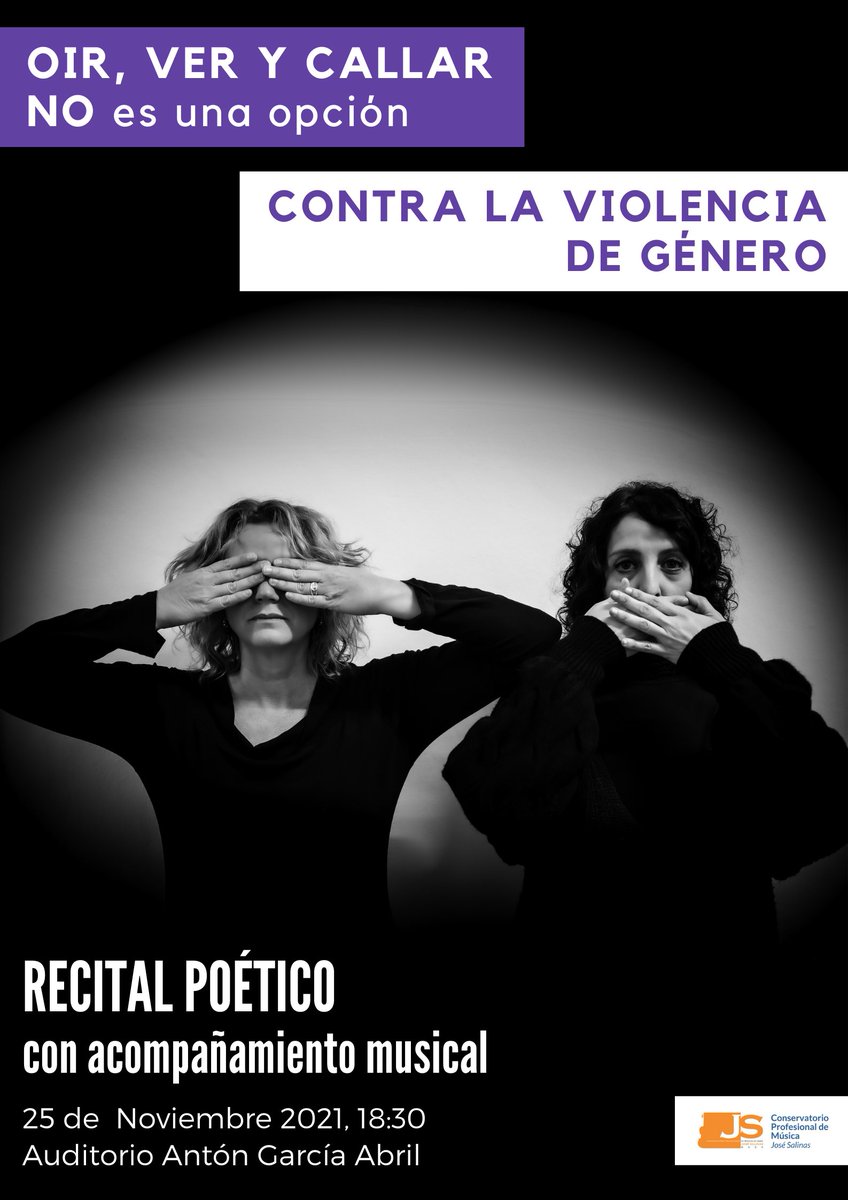 ConserBaza's tweet photo. Este jueves 25 de noviembre a las 18:30 tendremos en nuestro auditorio un recital poético con acompañamiento musical para commemorar el Día Internacional de la Eliminación de la Violencia contra la Mujer. 
Entrada libre hasta completar aforo. https://t.co/F0MbLYtDmK