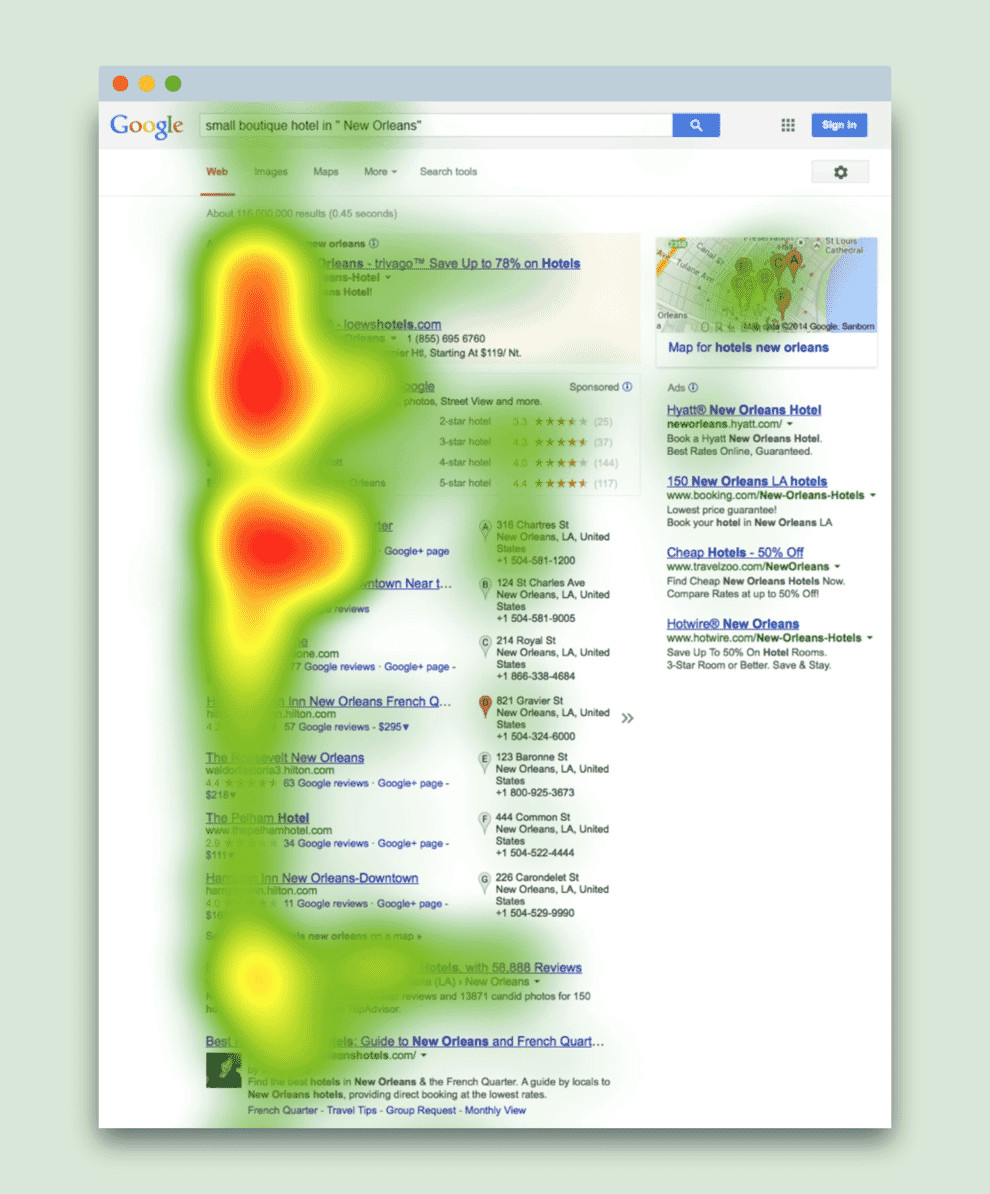 boagworld's tweet image. Avoid putting your calls to action on the right of a page. Eye-tracking heat maps show how users favour the left-hand column of a page.  - Learn more about designing the perfect call to action (boag.me/2LbKSiv)
