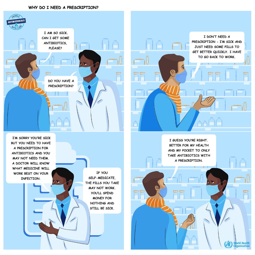 Why are #prescriptions for antibiotics SO important? Well… taking medication that you DONT NEED can create other problems - like resistance to antibiotics! 
Rather consult your pharmacist about the medication you are taking and be #healthwise and put #medicinesafety first