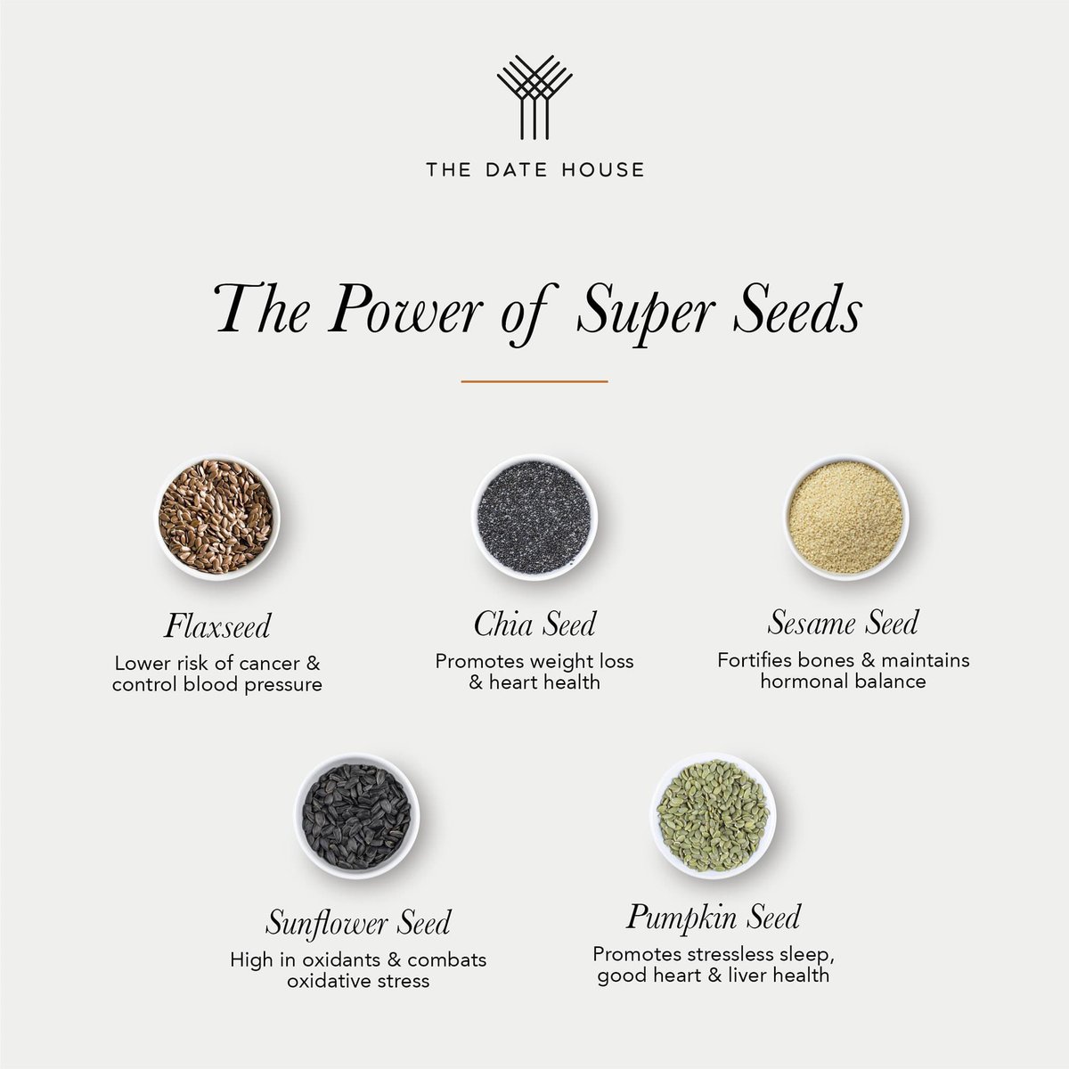 TheDateHouse1's tweet photo. A spoonfull of super seeds everyday makes you healthier and stronger. There are so many creatives ways in which you can add super seeds to your diet. 
1.  As toppings on your morning cereal.
2. Make home made laddoos.
3. Grind them with your healthy smoothies.#Health #superfood https://t.co/gXtmtPC9vy