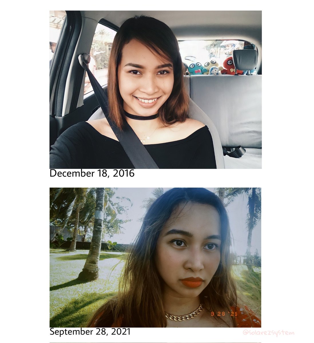 solarezsystem's tweet photo. tignan nyo selfie ni Ate J sa ig nya almost 5 years ago (December 18, 2016) vs. present time (Septemter 28, 2021). medyo nagmatured lang konti pero mas gumanda naman sya ngayon. author ba talaga 'to o vampire or more like dyosa? our best girl is indeed aging like a fine wine ♡ https://t.co/jsARJnesdZ