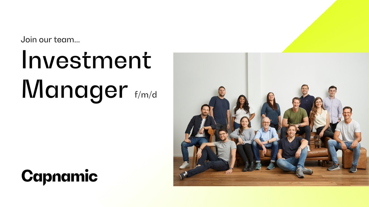 Capnamic's tweet photo. We're expanding our team and are looking for a great person to join Capnamic as an Investment Manager.
Do you know the right startup enthusiast and fun-loving team player to complete our team (Cologne, Berlin or Munich)? 
https://t.co/1lSvutxwll https://t.co/fvjucQSt8m