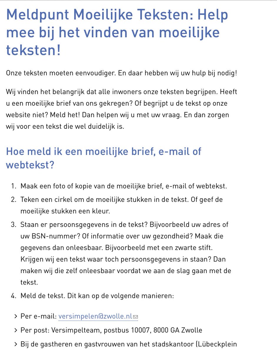 WietsedeBoer2's tweet photo. Super mooi dat inwoners zelf ook voorbeelden kunnen aandragen wat eenvoudiger en helderder kan 👍
Deze werkwijze past ook helemaal wat ik zelf in gedachten had bij start van het versimpelteam. 
#Zwolle #versimpelteam https://t.co/SeUnswBdai