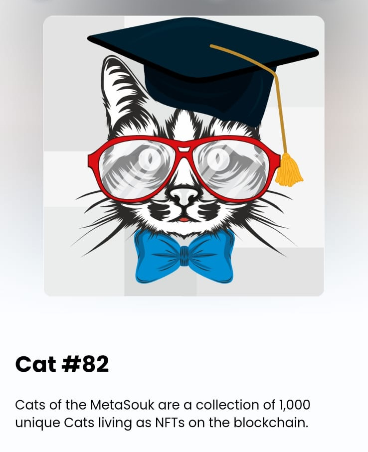 AntDesignNFT's tweet image. Cat #82
Just 1 produced and listed.
Go grab it before it gets sold out!!

✔ Cats of the MetaSouk collection
(Link in bio)

Cats of the MetaSouk Collection has mony Cats, each one is rare and unique than the other!
All pieces are 1:1

#nfts #nftdrop #nftcollectible #nftcollector