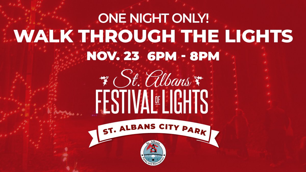 Happening Tonight!  Be the first to see the 33rd Annual St. Albans Festival of Lights. 
More Info:  mtr.cool/vldhxuksir  
-
#Christmaslights #christmastime #localnews #stalbanswv