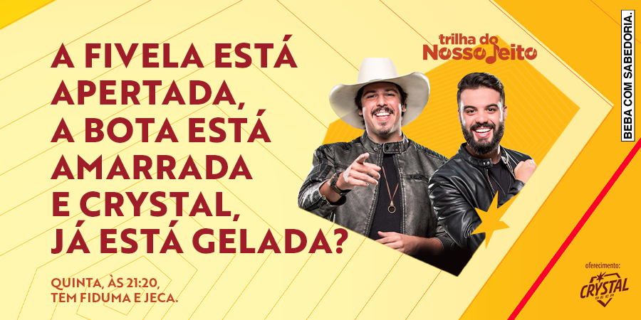 Cerveja_Crystal's tweet photo. Já se arrumou por aí? Prepare-se para o Trilha do Nosso Jeito. Quinta, às 21:20, Fiduma e Jeca na live do R7. ​

#TrilhadoNossoJeito #BebaComSabedoria #Crystal https://t.co/4qPuzYweFe