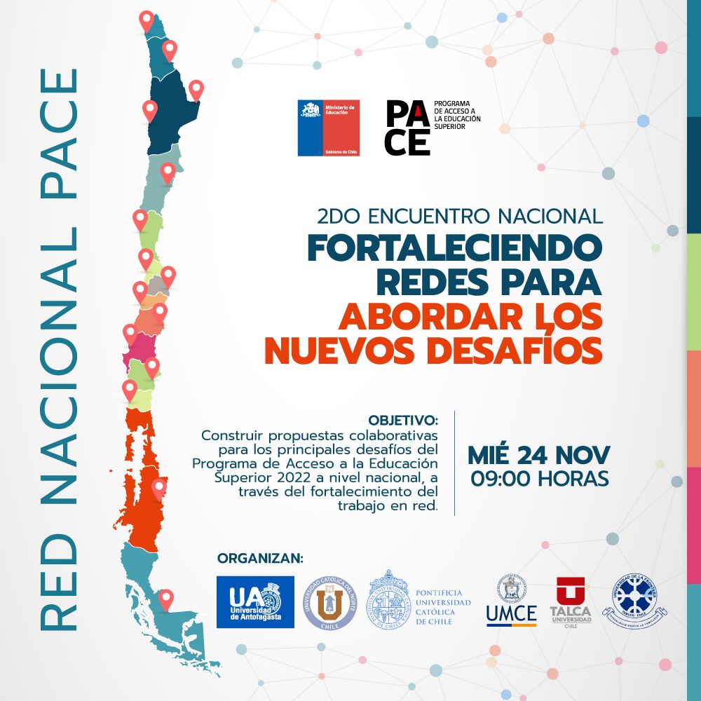 paceucsc's tweet image. Un nuevo encuentro de vinculación y colaboración sostendrán las 31 instituciones de Educación Superior que implementan el Programa de Acceso a la Educación (PACE), actividad donde los(as) participantes abordarán diversas temáticas surgidas el 2020, cómo los desafíos postpandemia.