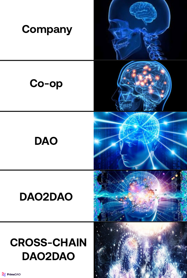 PrimeDAO_'s tweet photo. From DAO to DAO, we thrive. 

Meme courtesy of @stefdelev + @numagama https://t.co/LvWENcDs3K