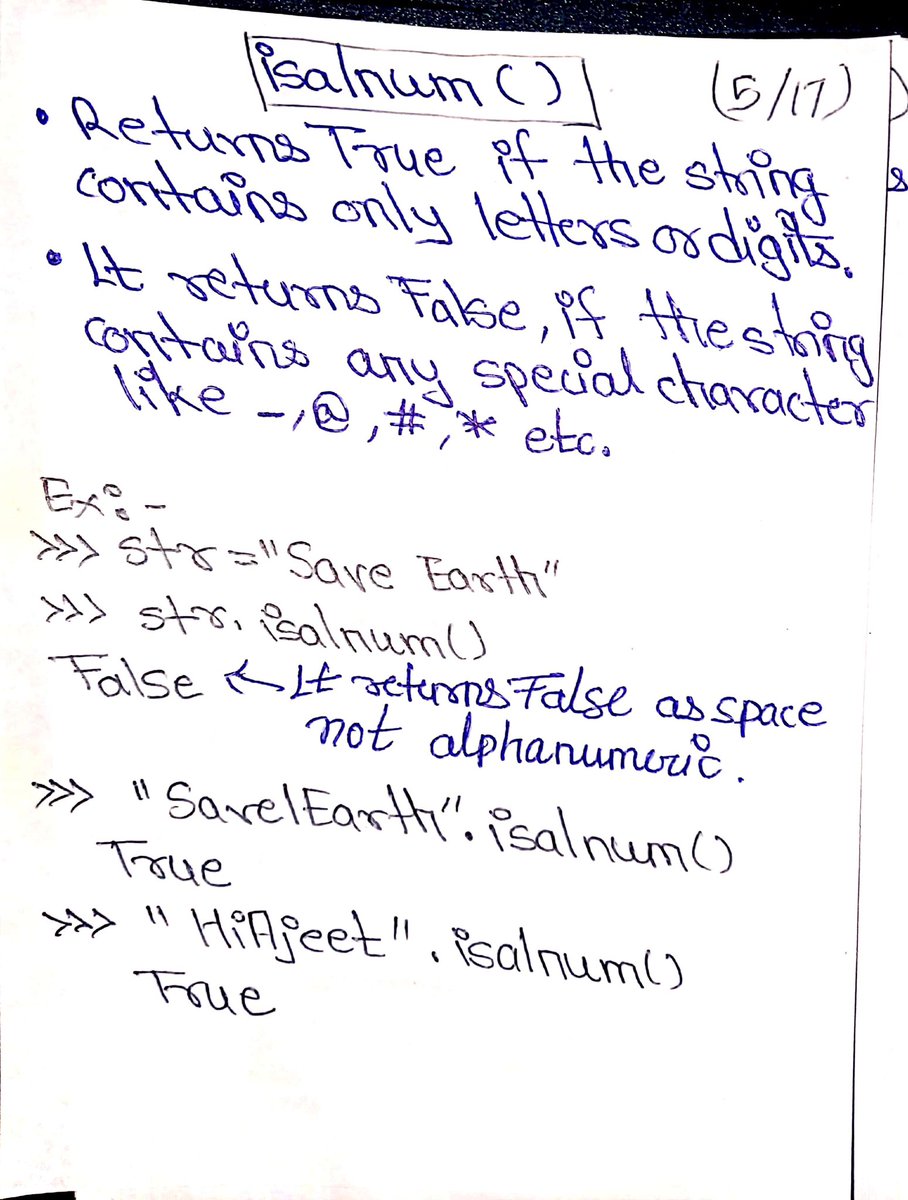 Ajeetdev404's tweet image. 🔰isalnum()..

(5/17)

#python #pycode #pycharm #coding #programming