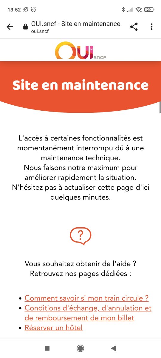 MaudVives's tweet photo. @ouisncf bonjour, j'ai besoin d'accéder à mes factures de réservations, depuis hier j'ai ce message, quand sera il possible d'y accéder ? https://t.co/0tlUPtOQMN