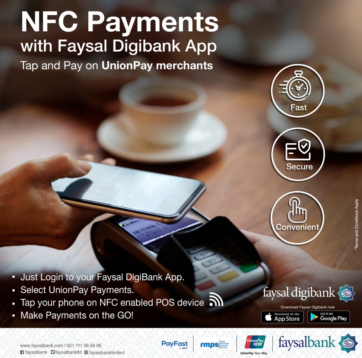 Faysalbankltd's tweet photo. Make swift, secure and seamless online payment with Faysal Islami NFC payment solution via Faysal Digibank App! Simply tap and pay as you go!
Download Faysal Digibank App: https://t.co/8r2JEvG5S6

#FaysalIslami #Faysalbank #BarhoYaqeenKaySath #DigiBank #NFCPayment https://t.co/4sIKglRsGw