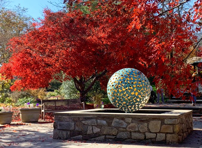 Round metal sculpture at Brookside Gardens.