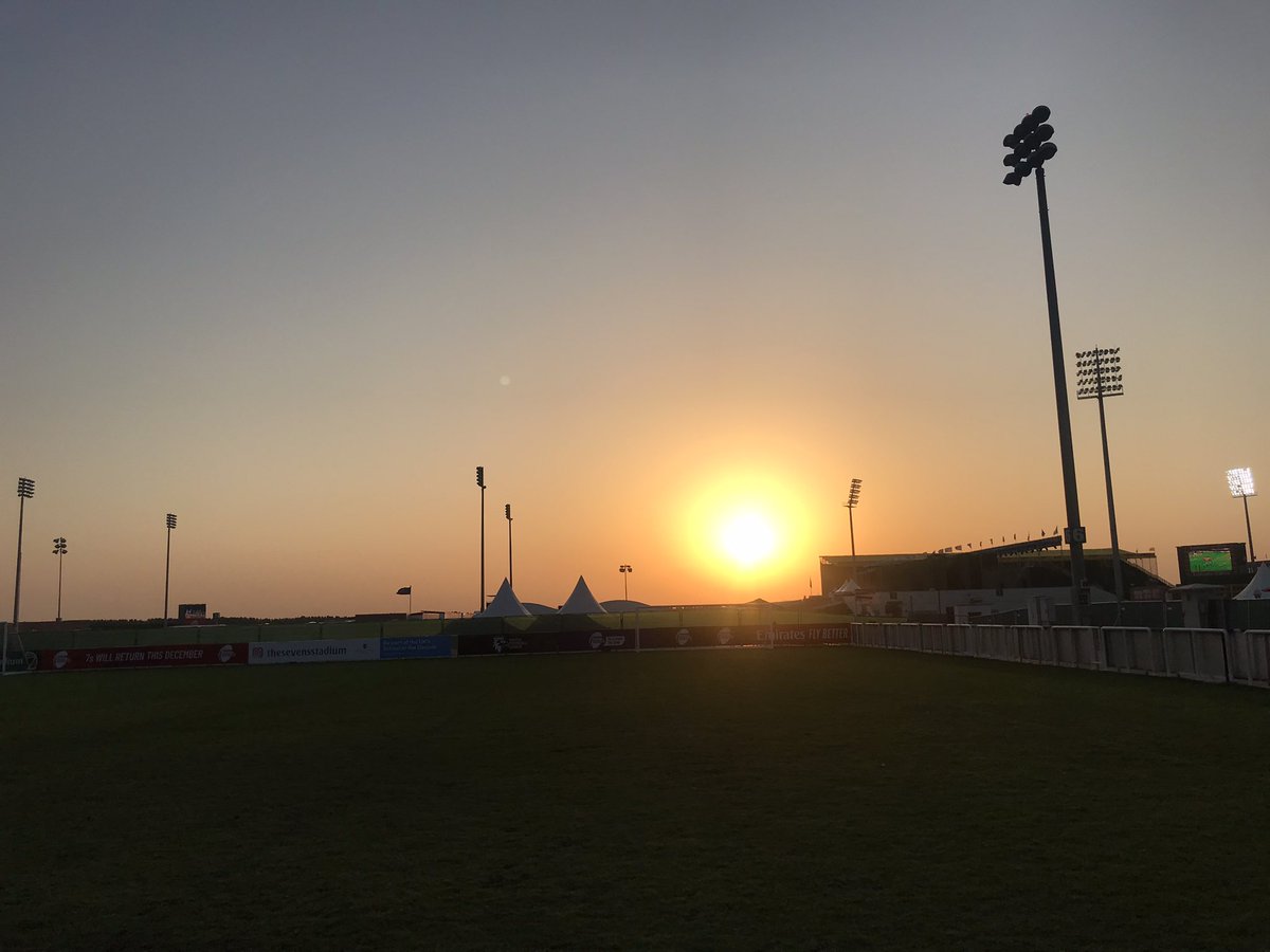 Always a very cool sight, the sun setting over The Sevens in Dubai. My favorite destination on the 7s circuit.