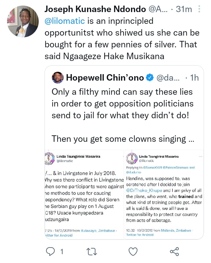 Linda Tsungirirai Masarira tweet media
