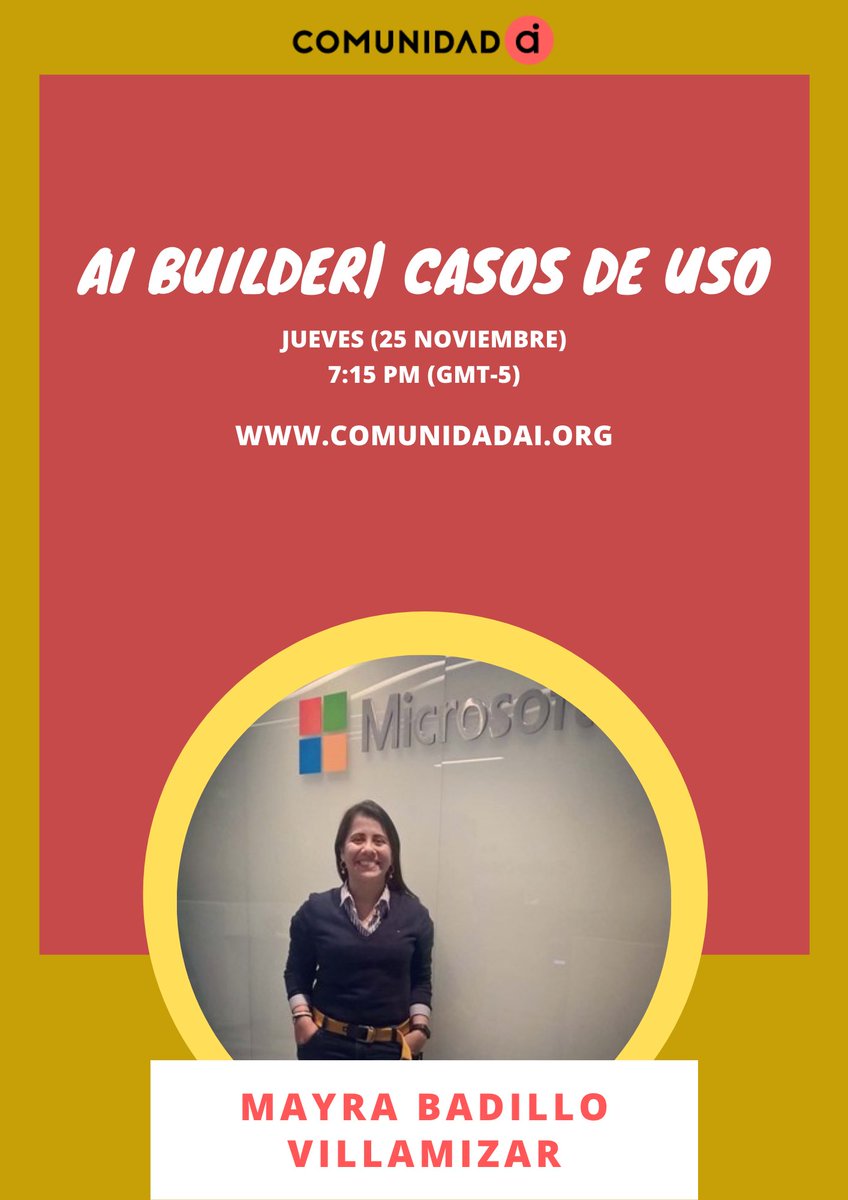 comunidadai's tweet photo. Disfruta al máximo con nosotros este jueves 25 de nov, en el 1er día del Comunidad AI live 2021, donde nos acompañaran: https://t.co/MMBqKrn5s3 https://t.co/9dkB8sSKuN