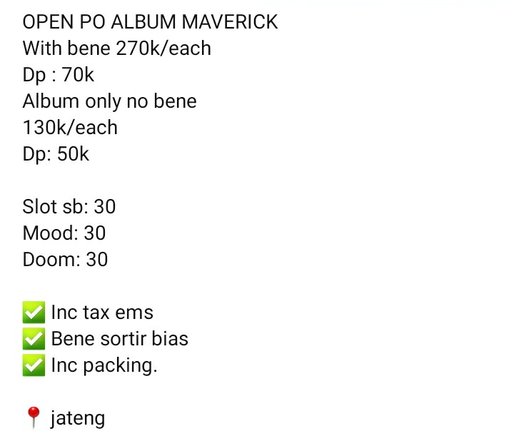 ITSPARKIES's tweet image. Help RT.

OPEN PO TBZ MAVERICK ALBUM + 1 BENE RANDOM.

- Ada GO
- Bene random (sortir 5 nama bias) 
📍 Purwokerto

🏷 The boyz wts benefit apple music appmus2 sangyeon jacob younghoon hyunjae juyeon kevin new chanhee changmin q eric
