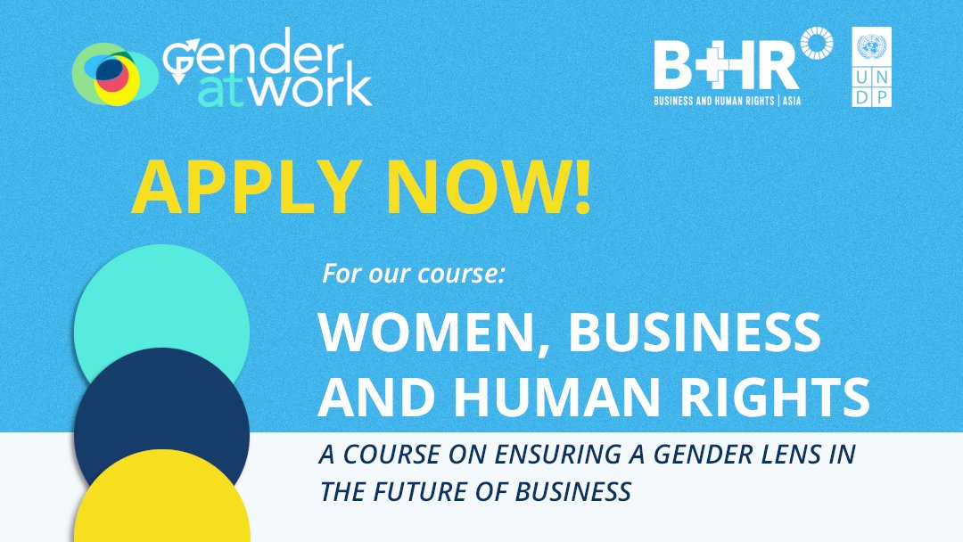 GenderatWork's tweet photo. 📢 G@W and @BizHRAsia_UNDP are delighted to announce a series of trainings on the topic of women, business and human rights in Asia.

For more information about the content, dates, panelists, and application procedures, please visit:

https://t.co/4tIed7e5H3

#BizHumanRights https://t.co/lD0P1pEZOe