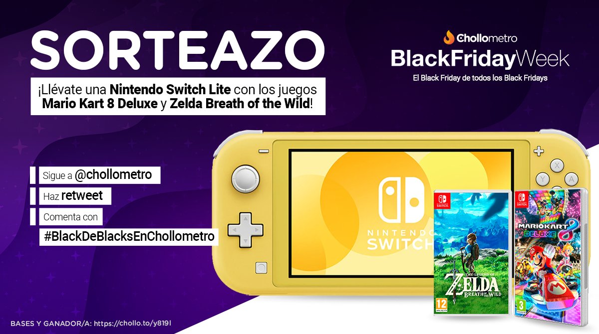 chollometro's tweet photo. SUPER SORTEO DE MARTES BLACK! 💥💥💥

Para participar:
🏃 Seguir a Chollometro
🔁 Hacer retweet
👉 Comentar con #BlackDeBlacksEnChollometro diciendo por qué tiene que ser para ti 

Llévate esta nintendo Switch Lite con dos juegazos! https://t.co/u4AdxiF5vk