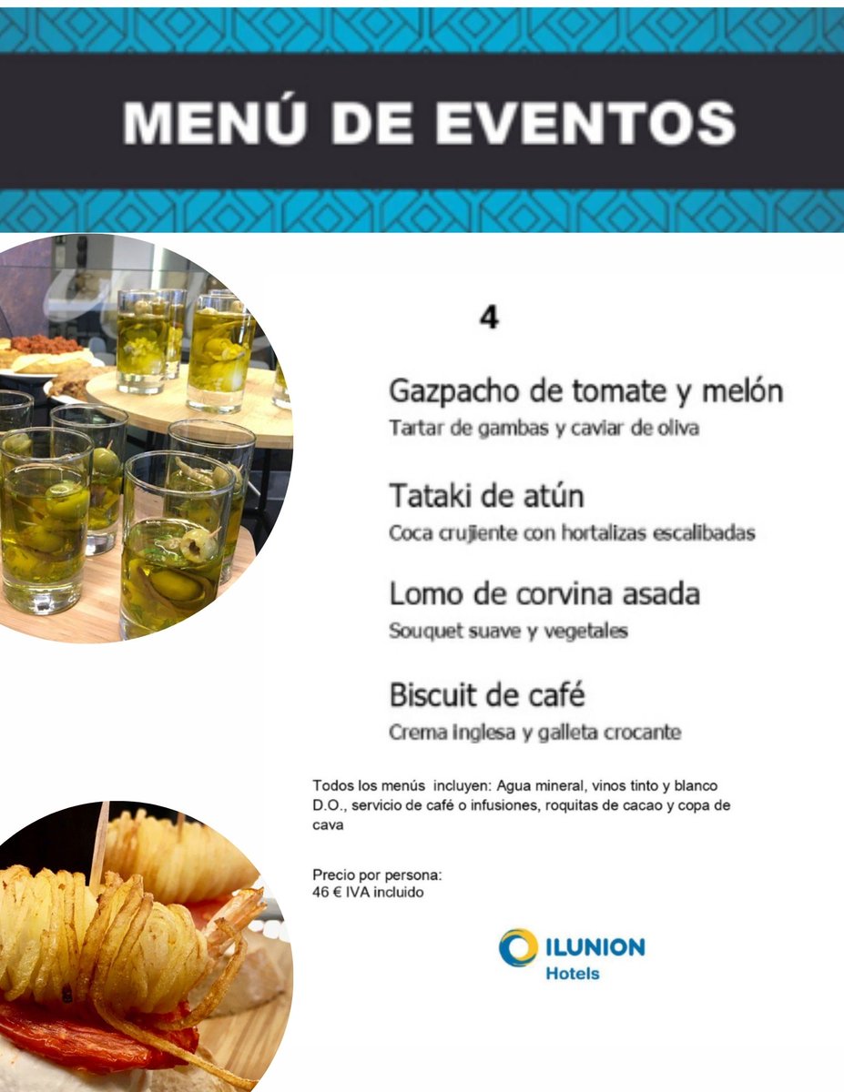 LaKedadaBilbao's tweet photo. MENÚ 4.

✔️Continuamos presentando la #oferta de #menús de nuestro restaurante del @ilunionhotels Bilbao

➡️Puedes reservar a través de nuestro teléfono o un mensaje directo.
📲944413100

¡Te estamos esperando! 🙌🏻
#lakedadabilbao #menus #hotelilunion #restaurante https://t.co/A9LisntEgN