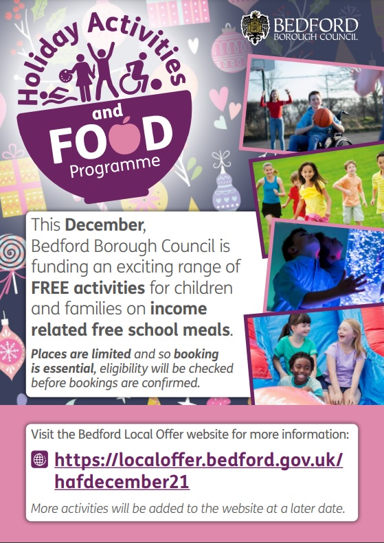 Free holiday club places available this December half term in line with <a href="/BedfordTweets/">Bedford Borough Council</a> HAF programme. Head to our website now to book online. Please note eligibility checks will apply. Running at <a href="/shortstown_ps/">Shortstown Primary</a> and Lakeview Pre-School