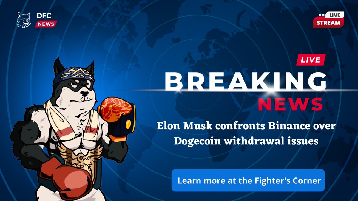 Elon Musk tweets asking Binance CEO about Dogecoin withdrawal issues on the platform. 

#NFT #nftart #Crypto #CryptoNews #cryptotrading