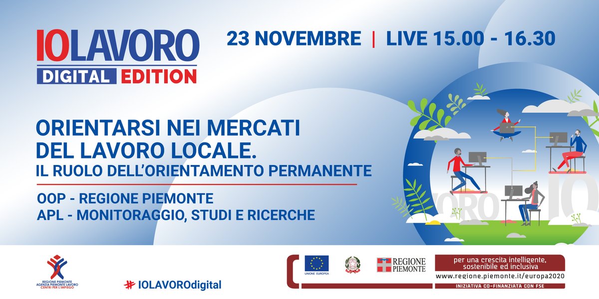 IOLAVORO's tweet photo. 💡Con un mercato del #lavoro in continuo cambiamento l’#orientamento assume una nuova funzione strategica e diventa permanente. ➡ Ne parliamo a #IOLAVOROdigital con @regionepiemonte e @APLpiemonte.
🔷 Hai già visto il programma degli incontri? 👉 https://t.co/qg3LYUQDum https://t.co/4eQq6Kej61