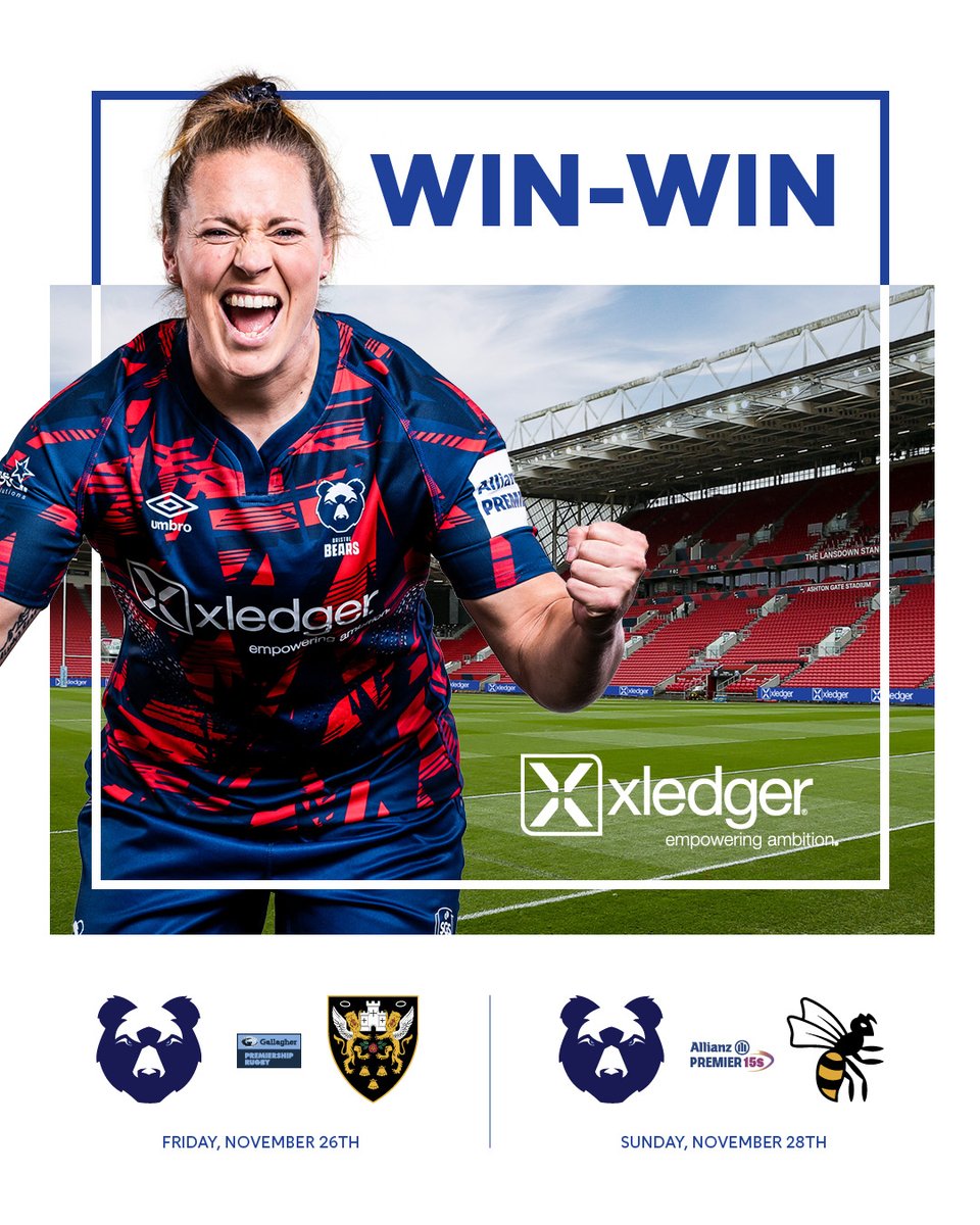 𝗪𝗜𝗡-𝗪𝗜𝗡! 🤩
 
Thanks to <a href="/XledgerUK/">Xledger</a>, you could win 2⃣ tickets to the following matches this weekend:
 
🐻 <a href="/BristolBears/">Bristol Bears 🐻</a> 🆚 <a href="/SaintsRugby/">Northampton Saints 😇</a> (Fri)
🐻 #BristolBearsWomen 🆚 <a href="/waspswomen/">Wasps Women</a> (Sun)
 
To enter, simply follow <a href="/BristolBearsW/">Bristol Bears Women 🐻</a>, <a href="/XledgerUK/">Xledger</a>, and 𝗥𝗧 this post 🤳