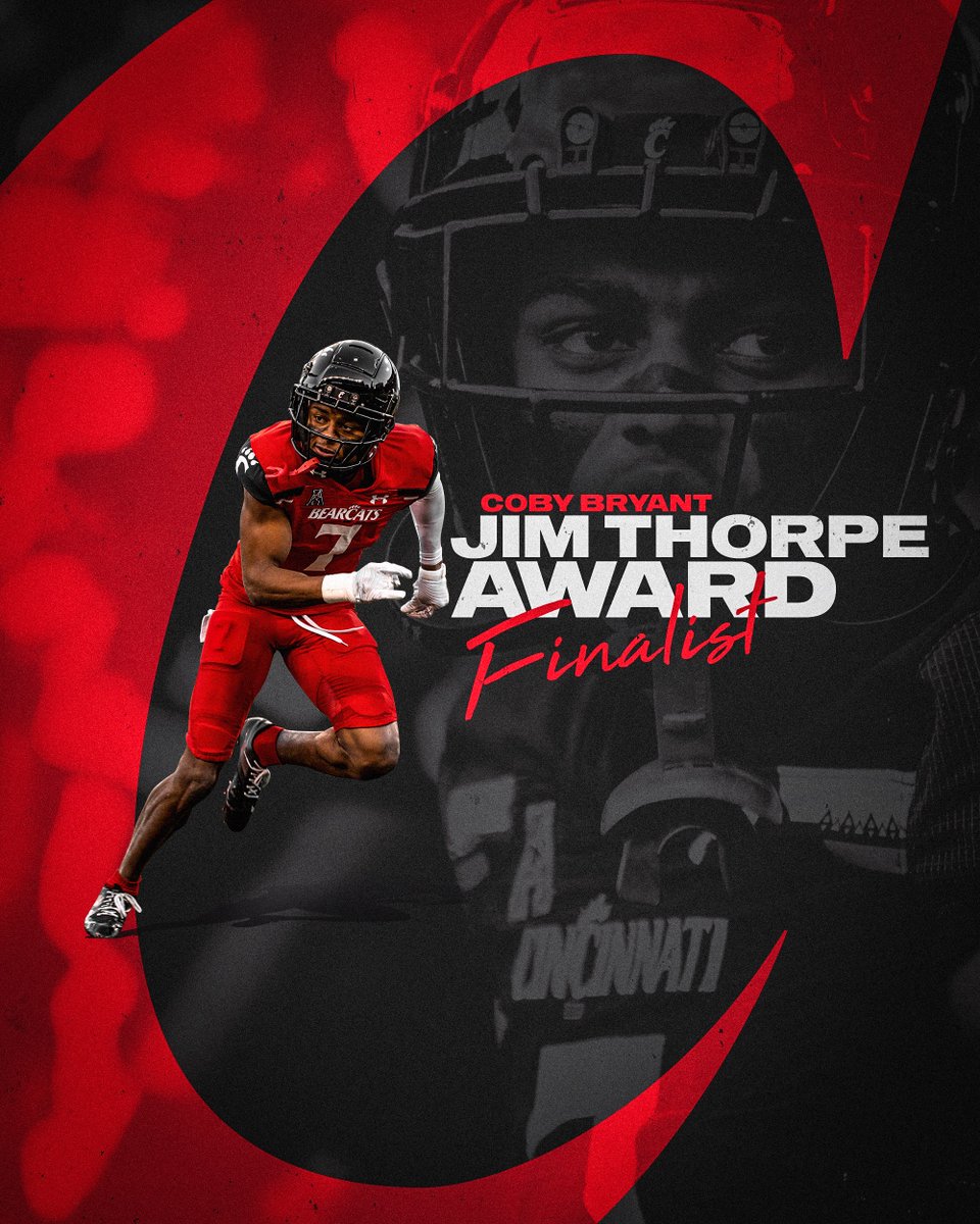 GoBearcatsFB's tweet photo. Senior cornerback @CBryant2_ has been named one of just three finalists for the 2021 @jimthorpeaward, which is presented annually to college football's best defensive back. 

🔗: https://t.co/U7aOkJeKTb

#Bearcats https://t.co/hz1FsXULZx