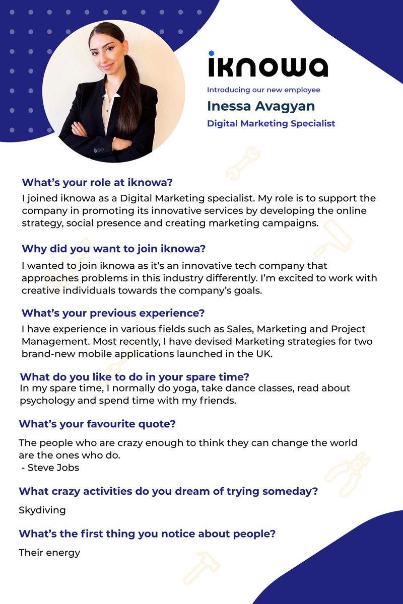 iknowa's tweet photo. Meet our new Digital Marketing Specialist, Inessa 🥳💻

Inessa will be working on online strategies and campaigns to build a closer relationship with our audience. https://t.co/1pfV0qRPFF