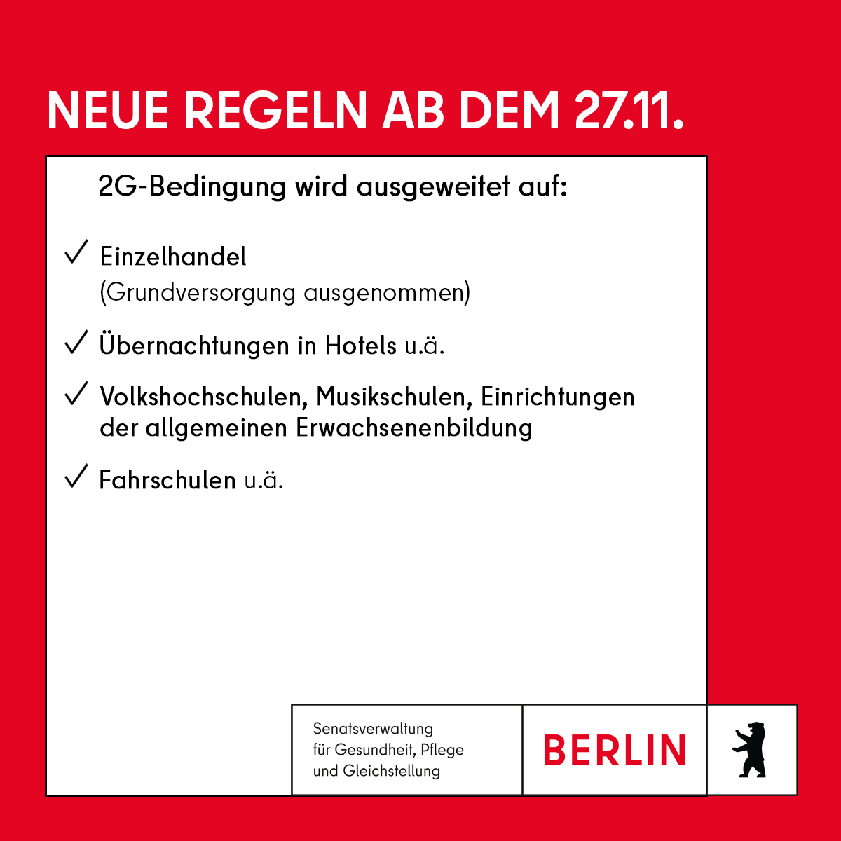 SenWGP's tweet photo. Was in #Berlin ab Samstag (27.11.) gilt 👇
https://t.co/KnW7uYW1gt
#berlingegencorona https://t.co/LWWk1gNNj0