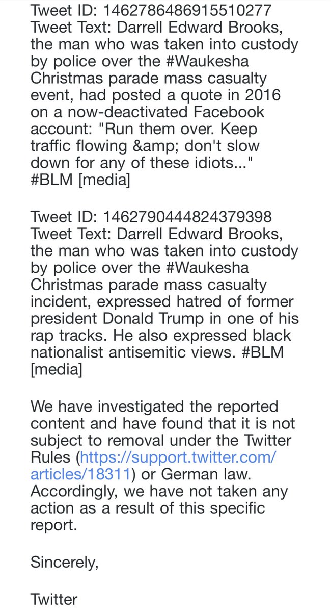 People are mass reporting my tweets about the #Waukesha, Wis. massacre suspect in order to censor the inconvenient information revealing his child sex offender status, his anti-white and antisemitic views, his hatred of police, and his support for #BLM causes.