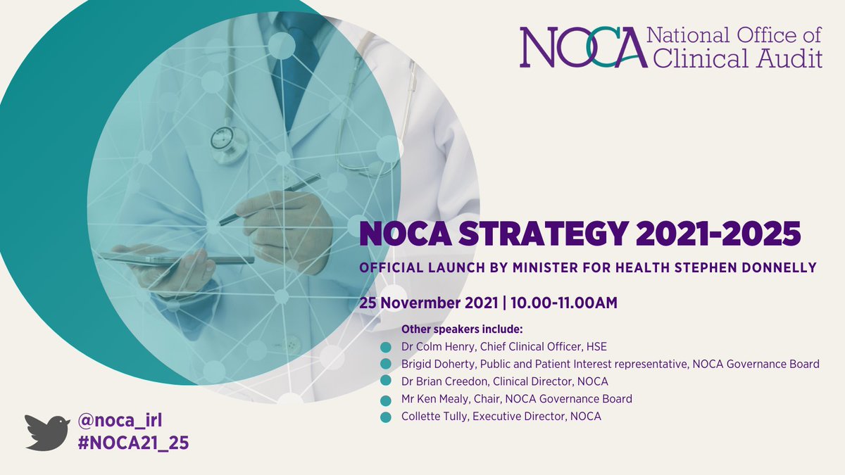 noca_irl's tweet photo. @DonnellyStephen will officially launch the NOCA Strategy 2021-2025 on Thursday 25th November at 10am. @CcoHse will be speaking about the impact of NOCA audits and @bflynnb1 will speak about the importance of PPI within NOCA.  Register here: https://t.co/v3oDpU8mn6 #NOCA21_25 https://t.co/kTeLCSNnvl